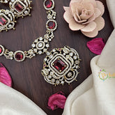 Vriksham Elegant Victorian Diamond Short Neckpiece-Red-VV1968